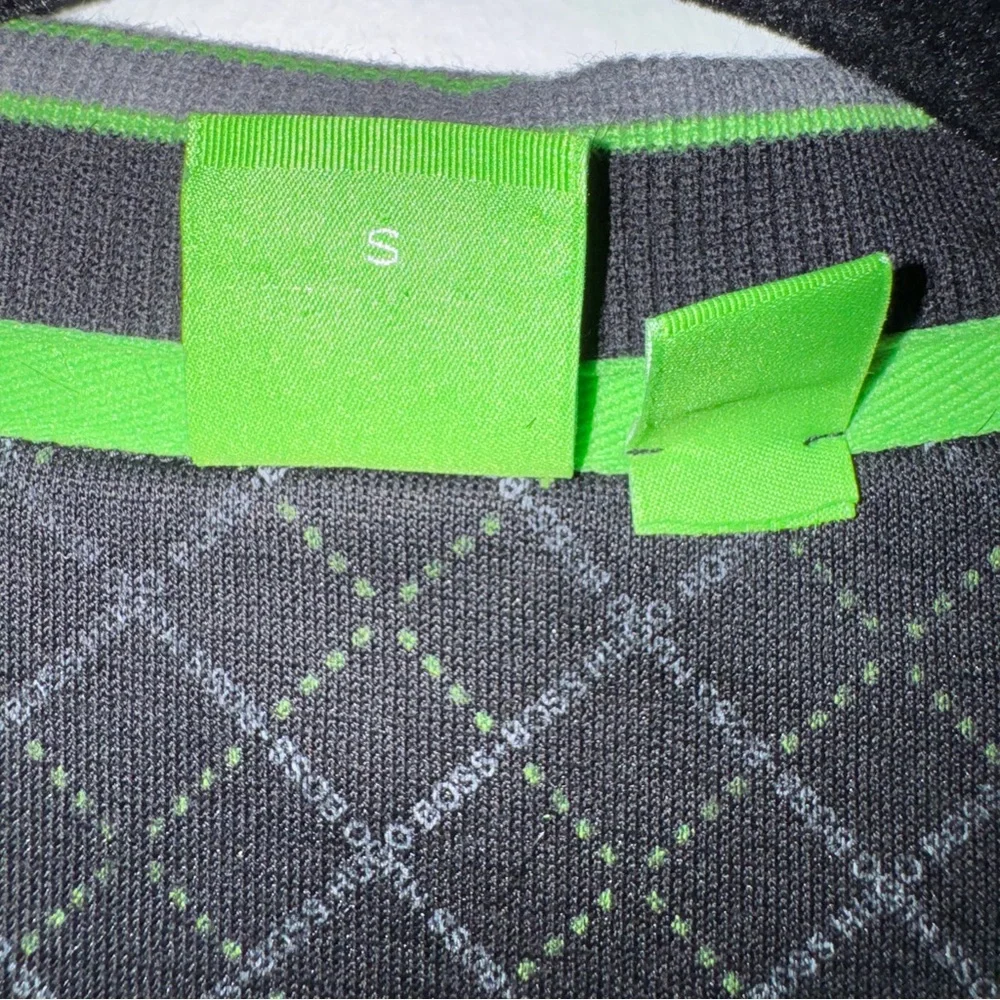 Hugo‎ Boss Full Zip Track Jacket Gray Black Green Trim Size Small